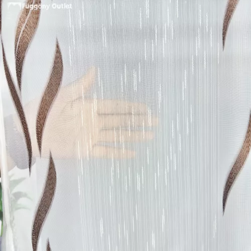 Voile, Azra, fehér alapon barna, 200x210 cm