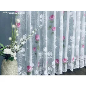 Rózsaszál, fehér alapon Rózsaszín, 500x175 cm