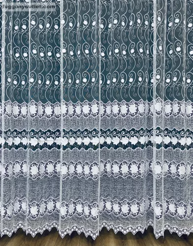 Méterárú, Csipkés Függöny, fehér, 280 Magas (Szölölevel 3D)