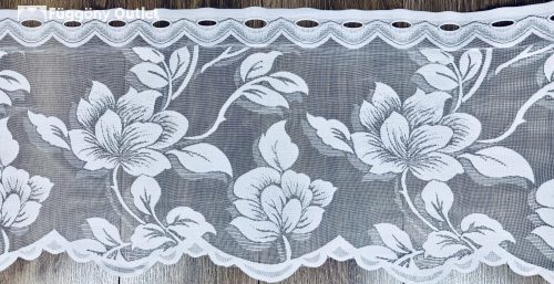 Méteráru, Vitrázs Függöny, Zsakar, rózsa, fehér, 38 cm