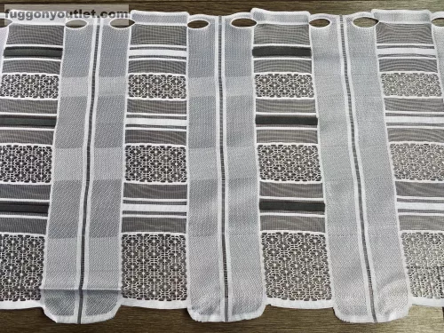 Méteráru, Vitrázs Függöny, fehér Rácsos Antracit Csíkkal, 45 cm