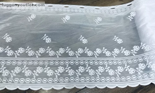 Méteráru, Vitrázs Függöny, örgü, Zsakar, fehér, 43 cm 