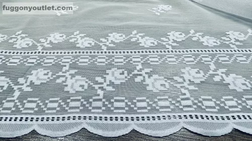 Méteráru, Vitrázs Függöny, örgü, Zsakar, fehér, 60 cm 