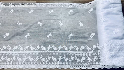 Méteráru, Vitrázs Függöny, örgü, Zsakar, fehér, 60 cm 
