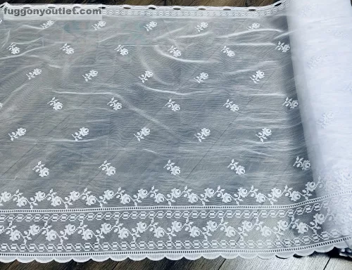 Méteráru, Vitrázs Függöny, örgü, Zsakar, fehér, 90 cm 