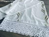 Voile, Dilara, Csipkés, fehér alapon, barna és arany, 300x180 cm