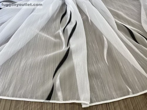 Voile, Azra, fehér alapon fekete, 200x210 cm 