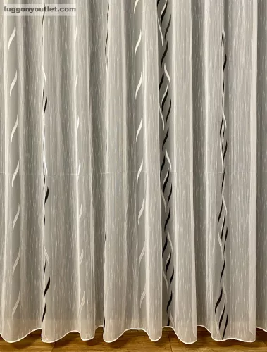 Voile, Azra, fehér alapon fekete, 200x210 cm 