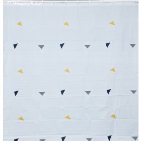   Zuhanyfüggöny, Háromszög Minta, Fehér alapon, Sárga Szürke Fekete,180x180 cm