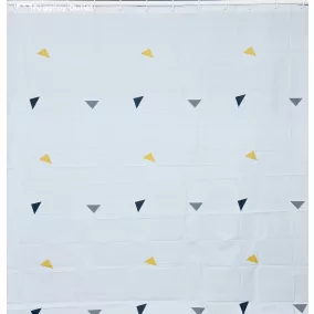   Zuhanyfüggöny, Háromszög Minta, Fehér alapon, Sárga Szürke Fekete,180x180 cm