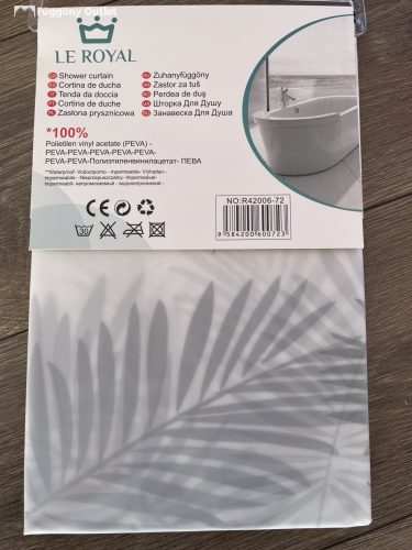 Zuhanyfüggöny, Yaz , Fehér alapon, Fekete Szürke180x180 cm