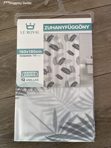 Zuhanyfüggöny, Yaz , Fehér alapon, Fekete Szürke180x180 cm