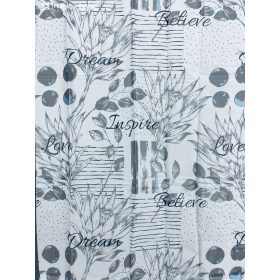   Zuhanyfüggöny, betüs,Fehér alapon, Fekete Szürke180x180 cm