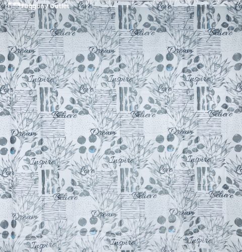 Zuhanyfüggöny, betüs,Fehér alapon, Fekete Szürke180x180 cm