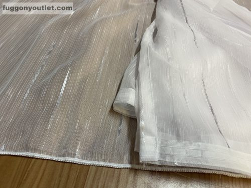 Voile, Pálcikás, fehér alapon szürke, 400x150 cm 