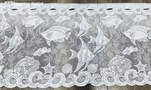 Méteráru, Vitrázs Függöny, Zsakar, Akvárium, fehér, 38 cm