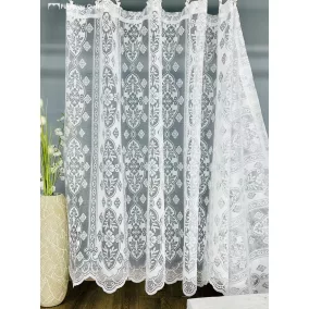   Méteráru, Jersey, Vitrázs Függöny, Zsakar, fehér, 120 cm 