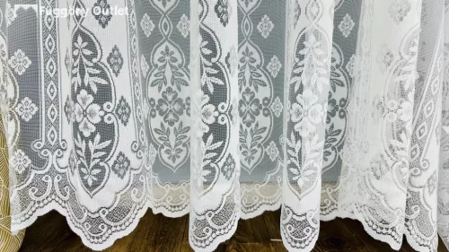 Méteráru, Jersey, Vitrázs Függöny, Zsakar, fehér, 120 cm 