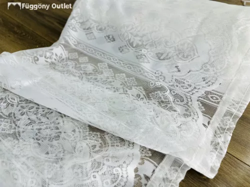Méteráru, Jersey, Vitrázs Függöny, Zsakar, fehér, 120 cm 
