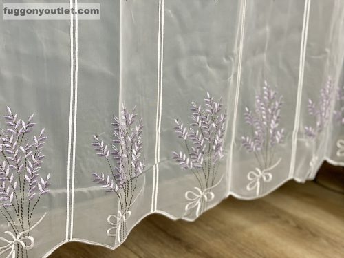 Méteráru, Vitrázs Függöny, himzett Levendula 90 cm