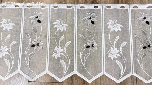 Méteráru, Vitrázs Függöny, Zsakar, szürke virág, 45 cm 