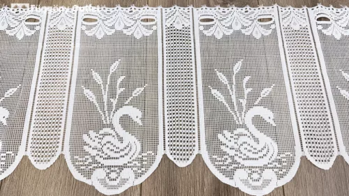 Méteráru, Hattyú , Vitrázs Függöny, Zsakar, fehér, 30 cm 