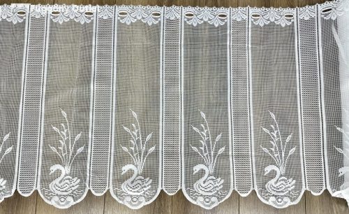 Méteráru, Hattyú , Vitrázs Függöny, Zsakar, fehér, 45 cm 