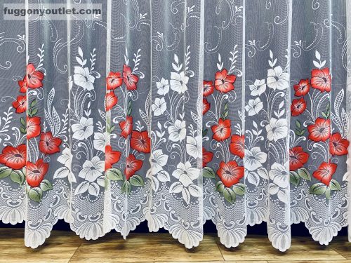 Pipacsvirág, fehér alapon piros, 300x250 cm