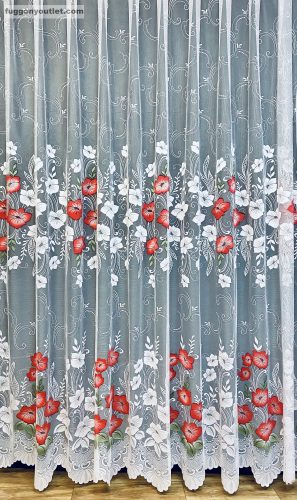 Pipacsvirág, fehér alapon piros, 300x250 cm