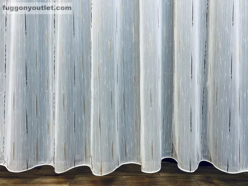 Voile, Pálcikás, fehér alapon barna arany, 300x150 cm