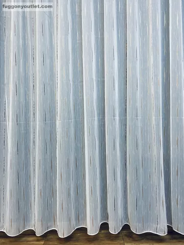 Voile, Pálcikás, fehér alapon barna arany, 300x150 cm