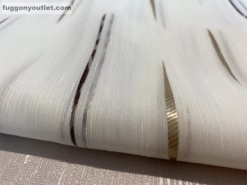 Voile, Pálcikás, fehér alapon barna arany, 300x150 cm