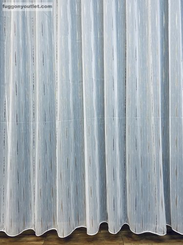 Voile, Pálcikás, fehér alapon barna arany, 400x150 cm