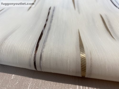 Voile, Pálcikás, fehér alapon barna arany, 400x150 cm