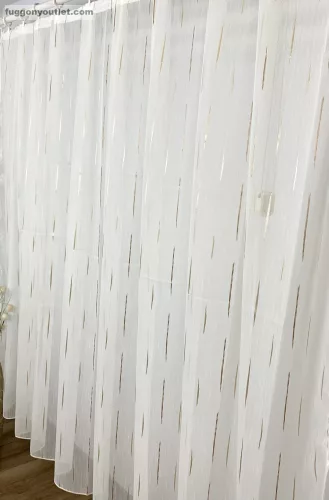 Voile, Pálcikás, krém alapon arany, 300x175 cm