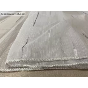 Méteráru, Voile, Pálcikás, fehér alapon szürke, 280 cm