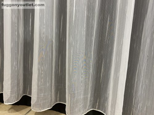 Méteráru, Voile, Pálcikás, fehér alapon szürke, 280 cm