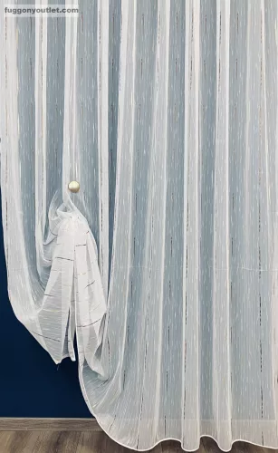 Voile, Pálcikás, fehér alapon barna arany, 400x260 cm