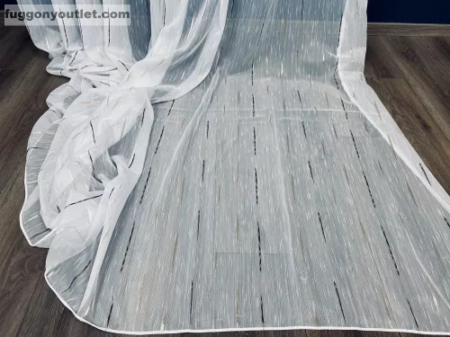 Voile, Pálcikás, fehér alapon barna arany, 400x260 cm