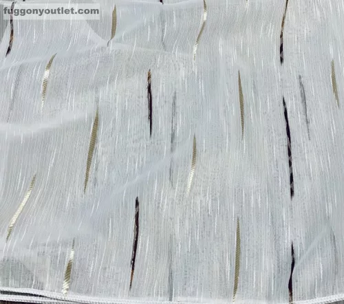 Voile, Pálcikás, fehér alapon barna arany, 400x260 cm