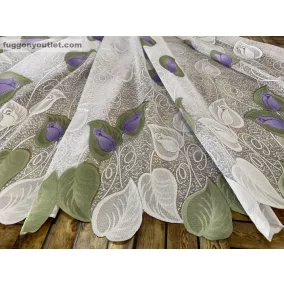 Tulipánlevél, fehér alapon barna és lila, 500x250 cm