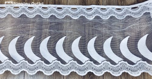 Méteráru, Vitrázs Függöny, Zsakar, hullám, fehér, 38 cm