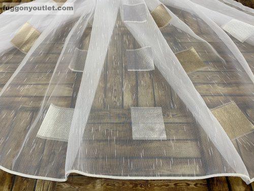 Voile, Kocka, fehér alapon arany ezüst, 300x260 cm 