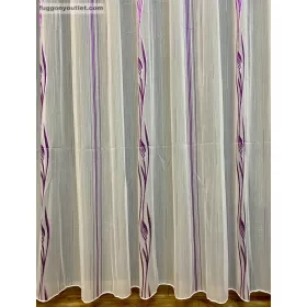Voile, Agnes, fehér alapon lila, 300x260 cm 