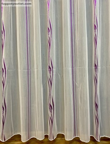 Voile, Agnes, fehér alapon lila, 300x260 cm 