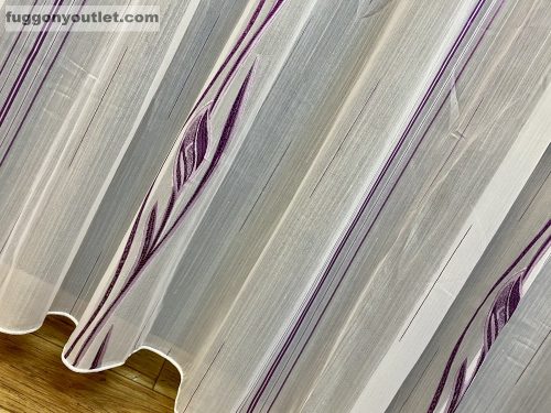 Voile, Agnes, fehér alapon lila, 300x260 cm 