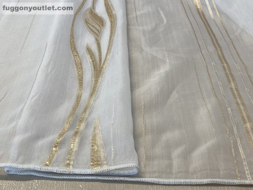 Voile, Agnes, fehér alapon arany, 300x260 cm 