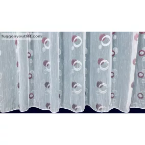 Voile, karika, 5044,fehér alapon bordo krém, 300x180 cm 