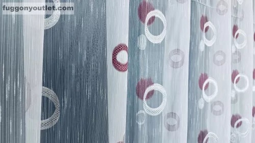 Voile, karika, 5044,fehér alapon bordo krém, 300x180 cm 