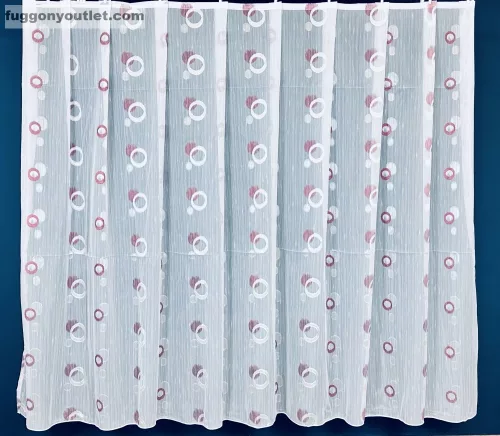 Voile, karika, 5044,fehér alapon bordo krém, 300x180 cm 